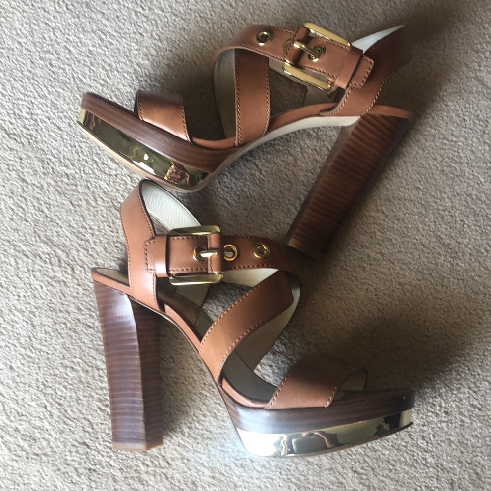 Michael Kors brown leather sandals.
